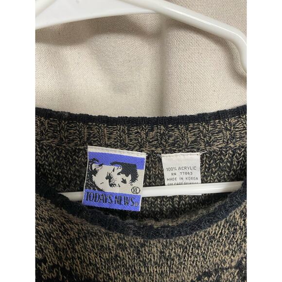 Vintage Grunge Grandpa core sweater Size Xl 1990s gray brown white - Picture 1 of 3